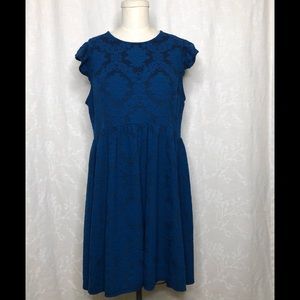 Xhilaration Blue Black XL Fit and Flare Dress